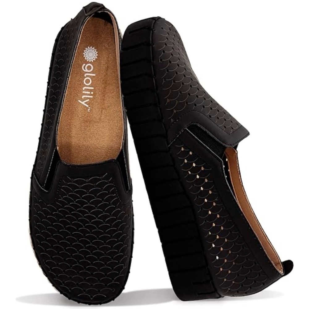 Glolily Elle Platform Wave Perforated Black 10
